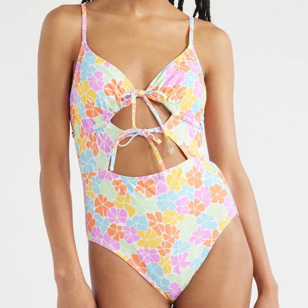 SALE No Boundaries Floral Cut-Out Swimsuit